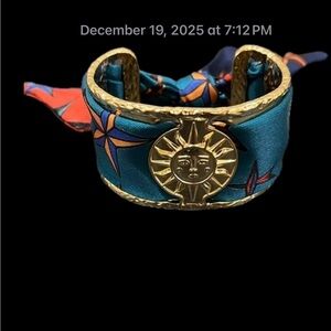 Gold and Teal Sun Motif Bracelet